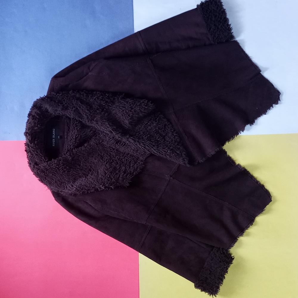 Exclusive Women’s River Island Brown Borg Open Layered Coat